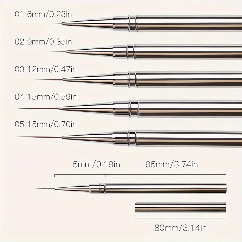 Set 5ks ultra tenkých dlhovlasých štetcov